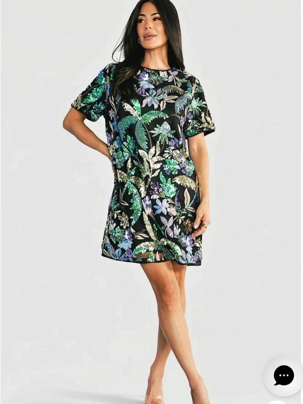 Baltic Born Sequin Beaded Mini Dress Black & Blue Multi Patricia